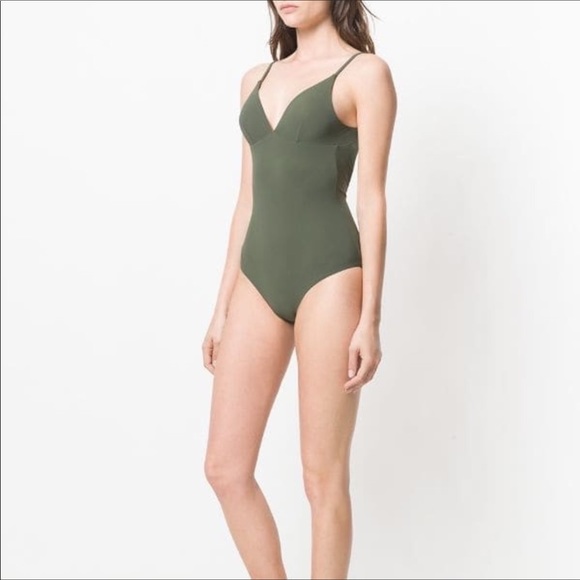 New Tory Burch olive green marina swimsuit XS - Picture 1 of 5